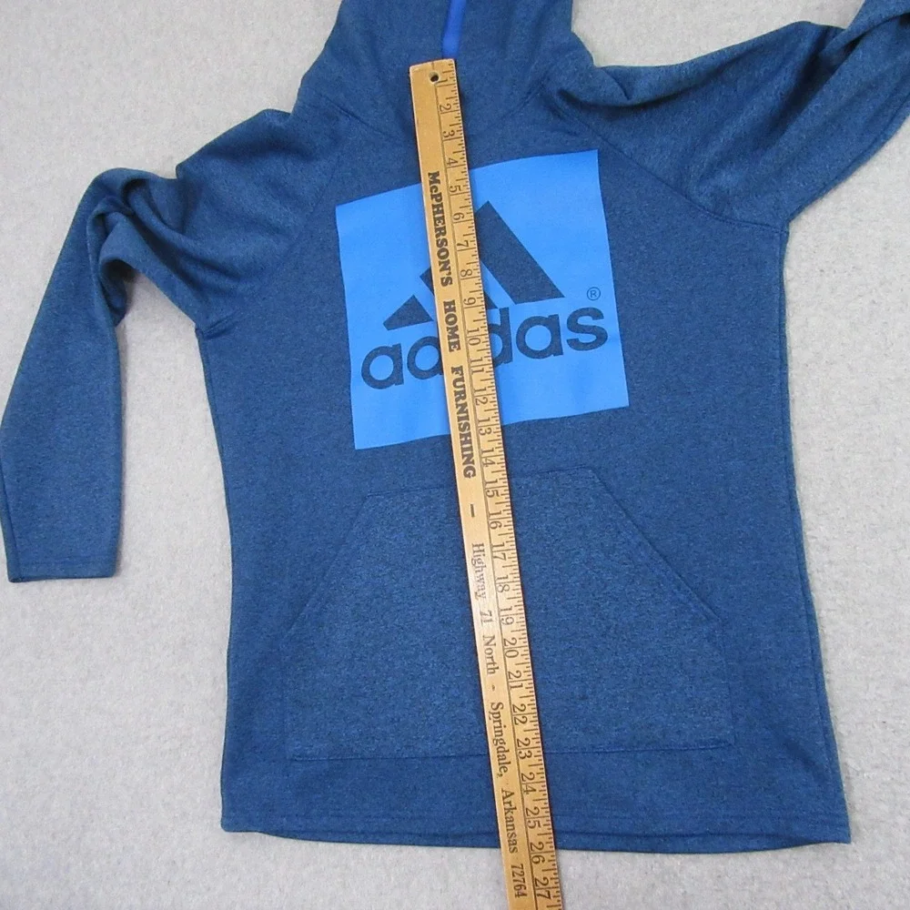 Adidas Mens Pullover Hoodie S Blue Fleece Hooded Pocket‎ Graphic Print